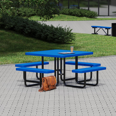 Leisure Craft 46" Square Outdoor Picnic Table with 4 Bench Seats by Leisure Craft