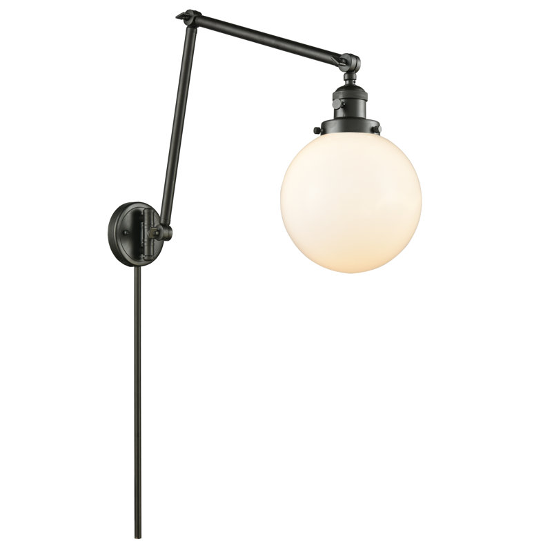 Bras pivotant à brancher et à intensité variable 1 lumière Chippewa, Incandescent, Blanc mat, Bronze huilé