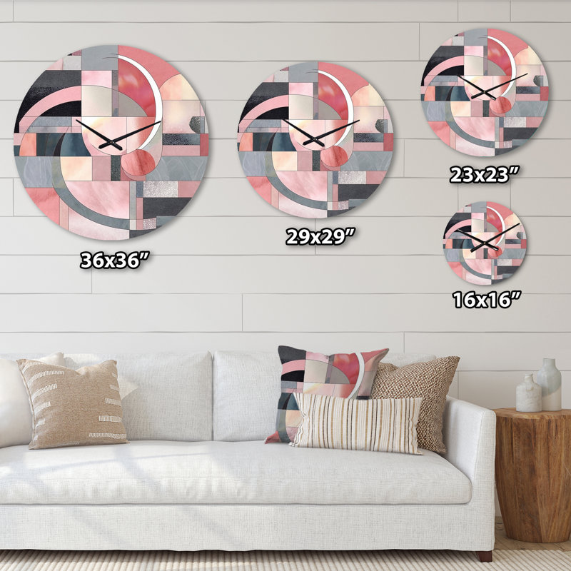 Horloge murale en métal rose, Très grand