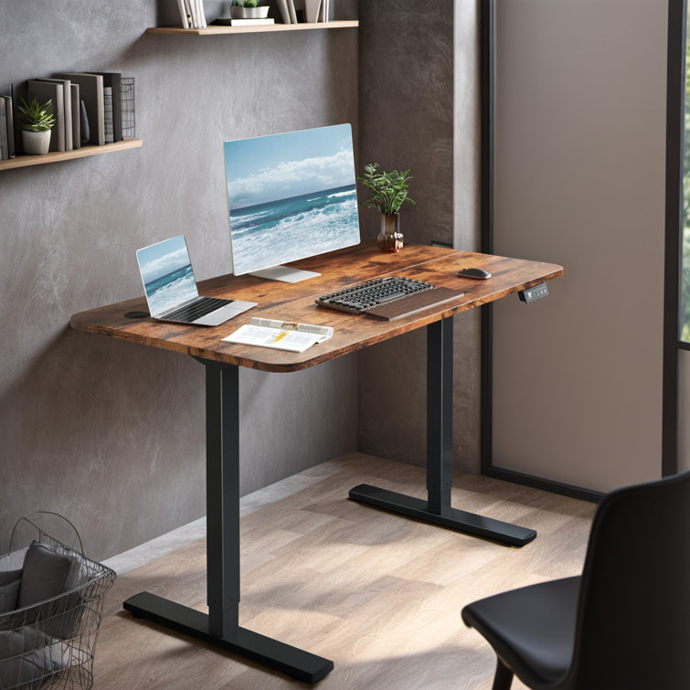 Stesha Height Adjustable Standing Desk 17 Stories Color: Rustic Brown