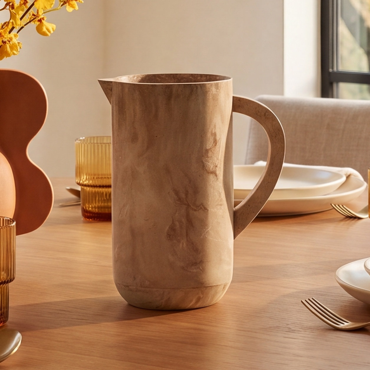 Jessa Resin Sandstone Beverage Pitcher