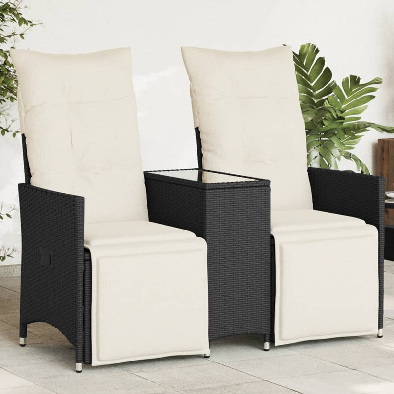  Reclining Garden Sofa Black, Cream White