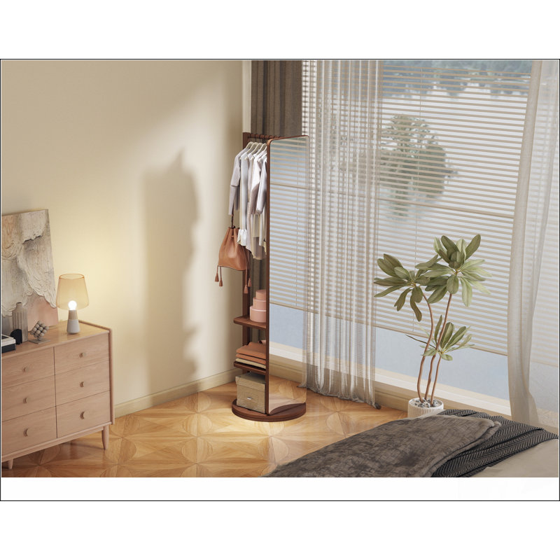 Miroir pleine grandeur avec cadre en bois d'hévéa massif de 19,6 x 68,8 po, idéal pour la chambre à coucher et le salon