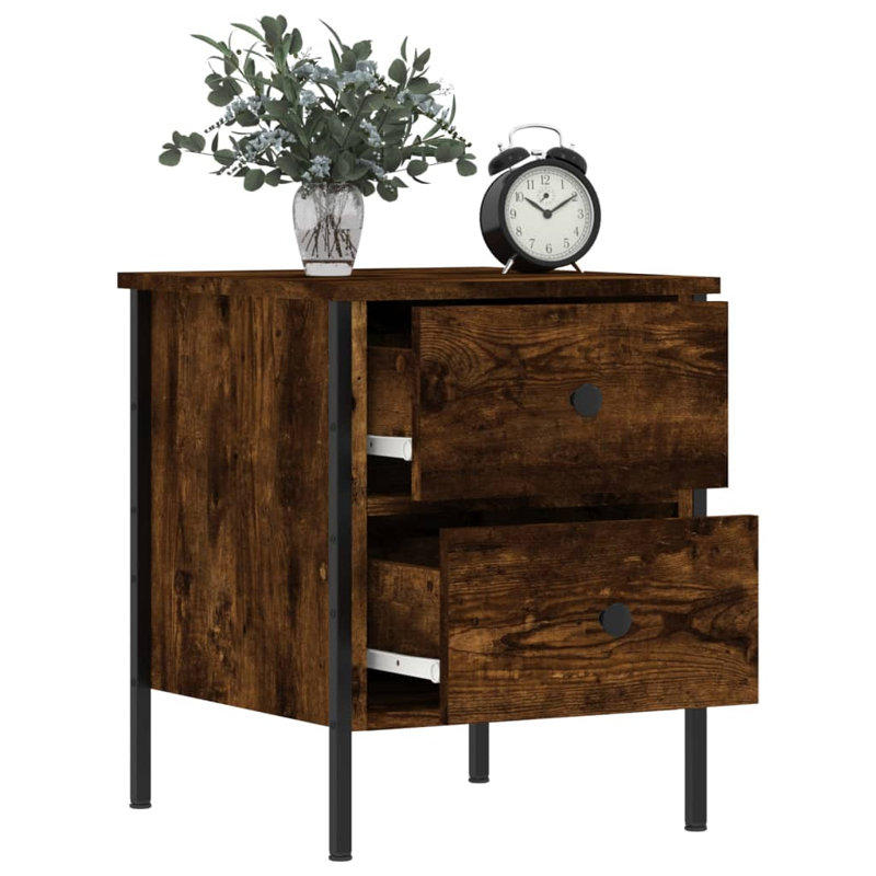 Alius Iron Bedside Table, Smoked Oak, Individual
