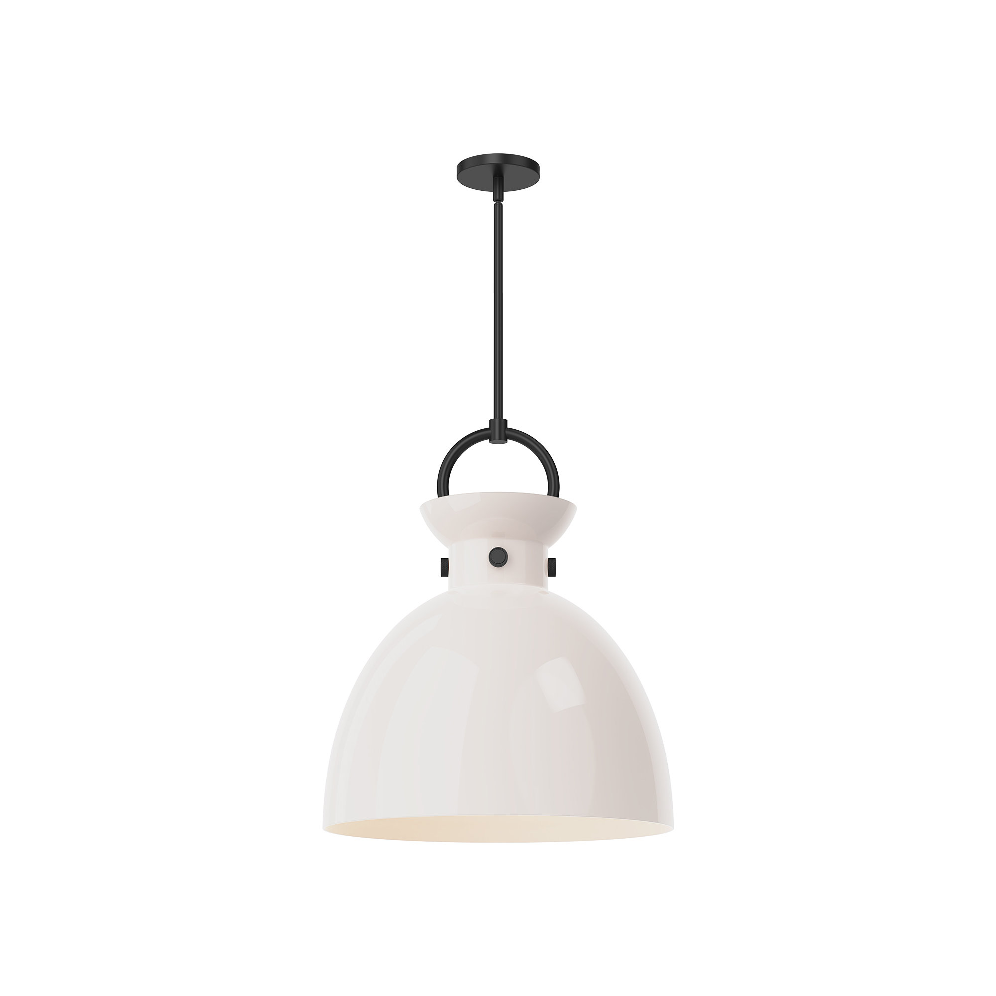 Tinka Single Light Glass Steel Pendant, Matte Black, 21.75" H x 18" W x 18" D