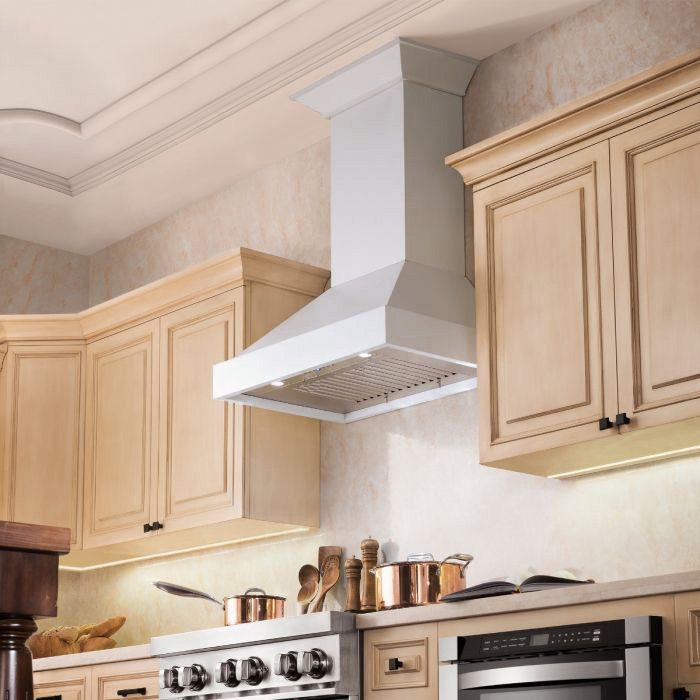 ZLINE 36 in. Wooden Wall Mount Range Hood in Smooth Bright White Finish