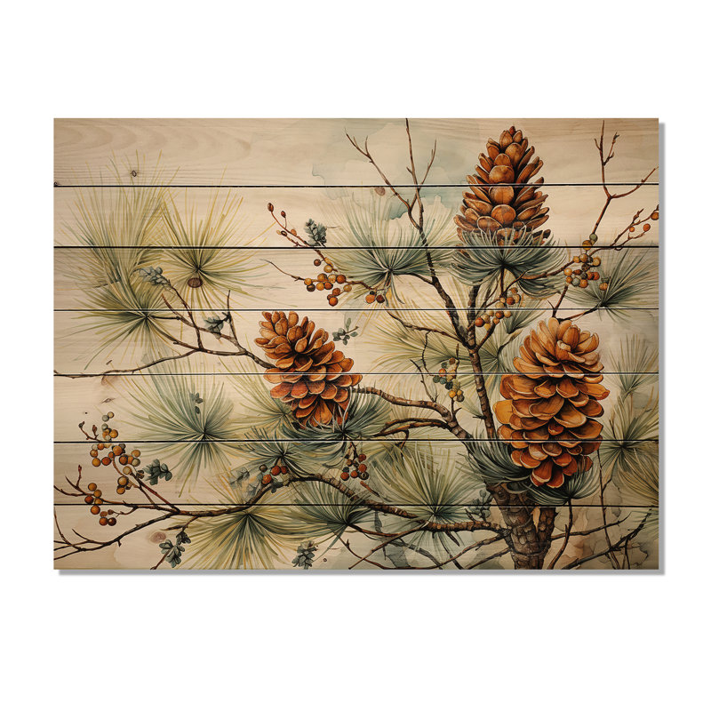 Impression de pin sur bois naturel, H 24 po x l 32 po x P 0,78 po