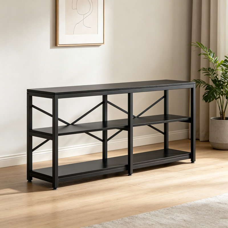 70.9" 3-Tier Console Table With Storage Shelves, Long Foyer & Sofa Table