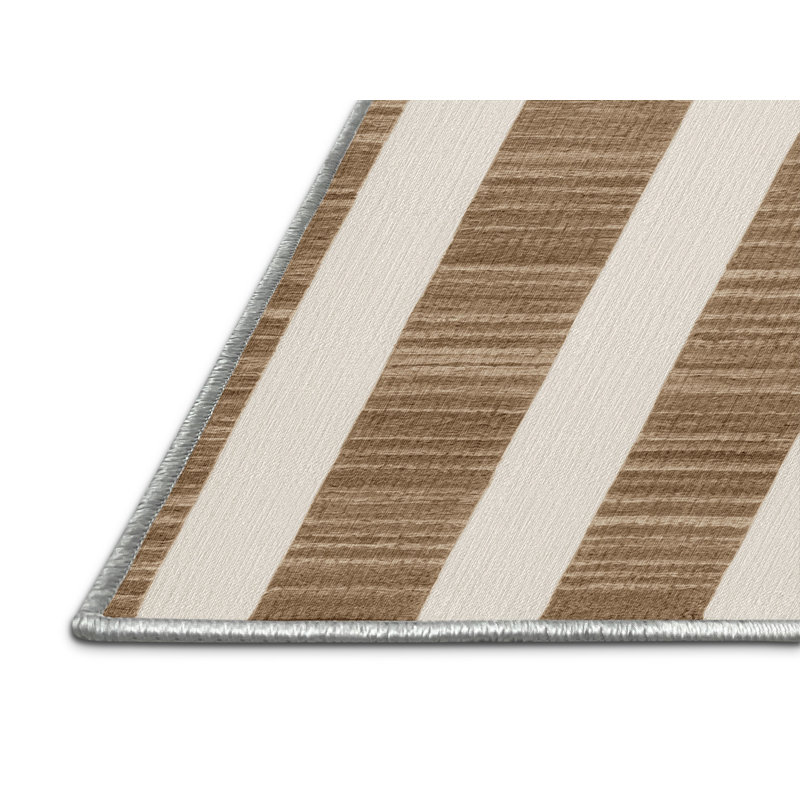 Machine Washable Checkered Beige Area Rug, Rectangle 3' x 5'