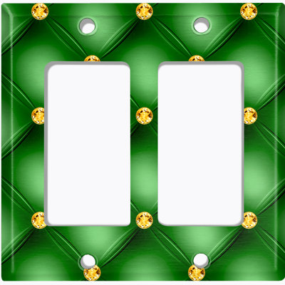 Metal Light Switch Plate Outlet Cover (Tufted Yellow Diamond Green - Single Toggle)