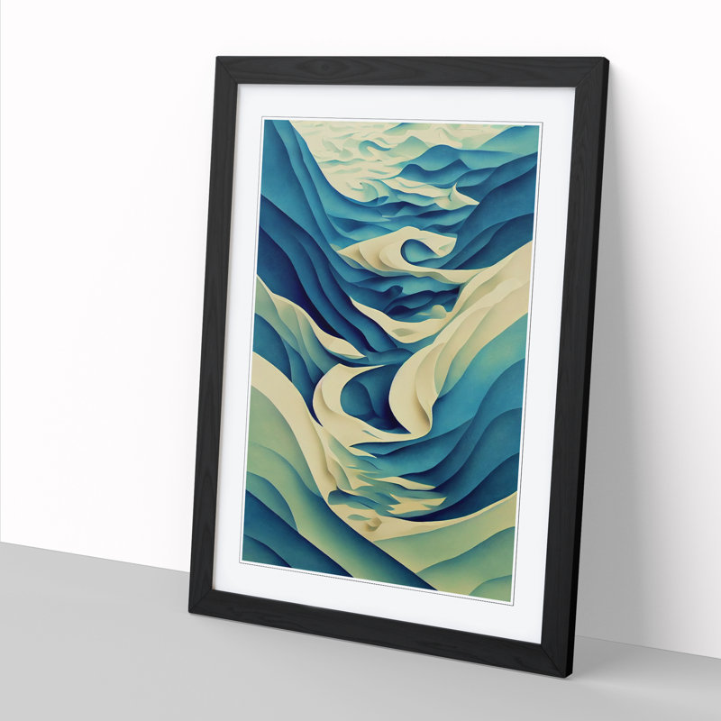 Ocean Sea Abstract Art Vol.1 1 Piece Single Picture Frame Wall Art, 46cm H x 34cm W, Oak