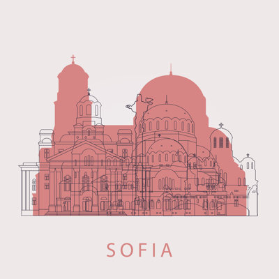 Sofia Landmarks Outline - Wrapped Canvas Print