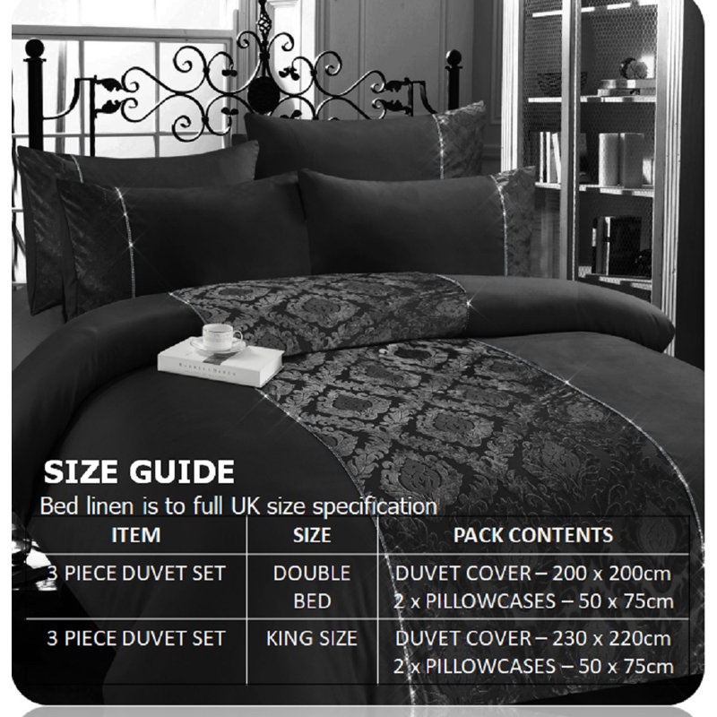 Amira Black 144 TC Duvet Cover Set, Double