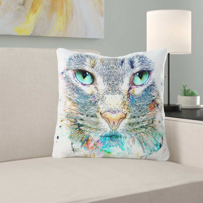 Housse de coussin d'extérieur carré Blom Cat, Microsuède, Intérieur