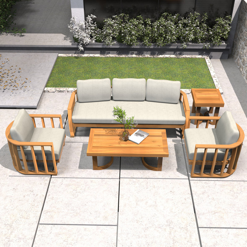 Ensemble de conversation d'extérieur 5 pièces avec coussins