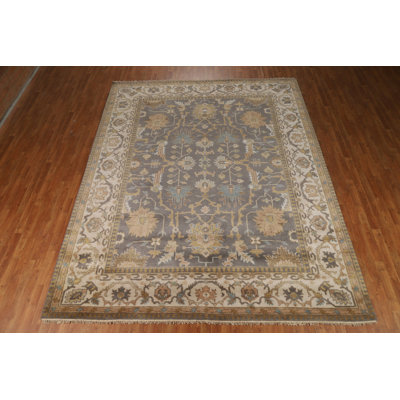 Tapis géométrique gris Oushak 9 x 12
