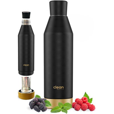 The Clean Hydratation Co, Canteen 17, facile à nettoyer, bouteille d'eau en acier inoxydable avec bouchon amovible (noir et bronze)
