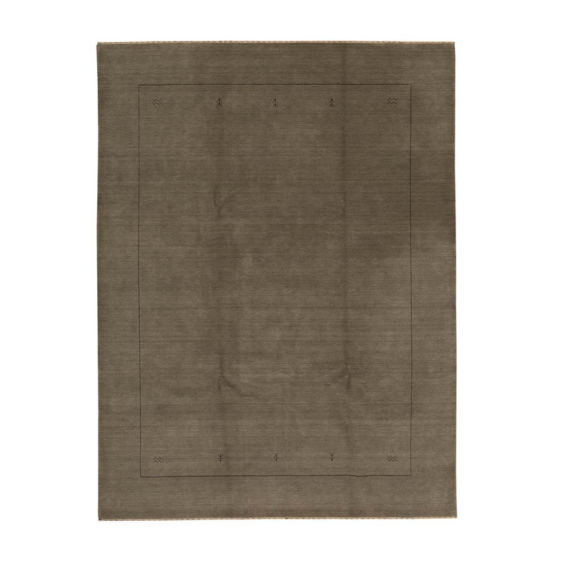 Tapis gris / noir en laine noué à la main 8 pi 9 po x 11 pi 9 po