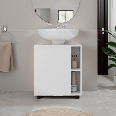 Armoire sur pied en chêne avec 5 compartiments ouverts