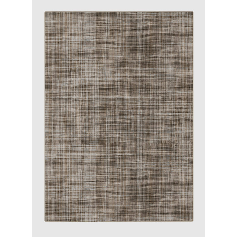 Haryss Plaid Machine Woven Polyester/Chenille Area Rug in Brown, Rectangle 2' x 3'