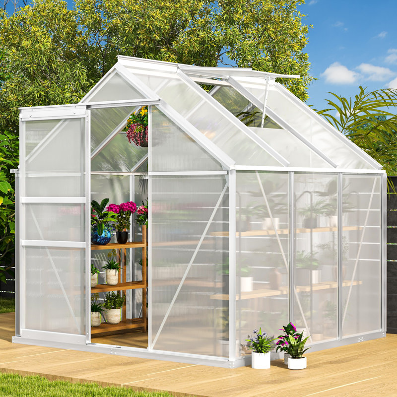 Balconera Greenhouse With Aluminum Frame, PC Panels, 76.8"H x 74.4"W x 74.4"D, Silver