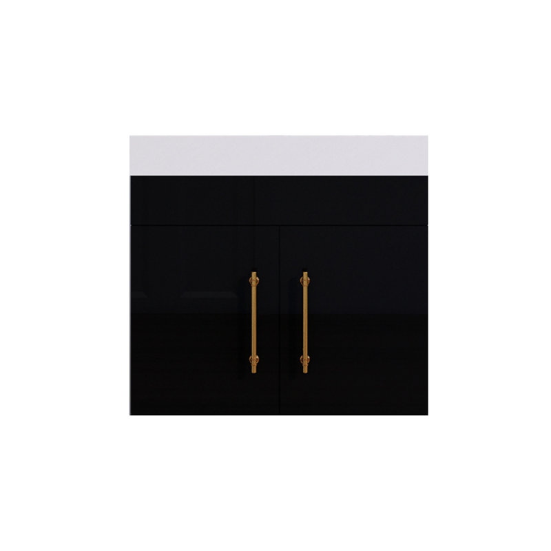 Ensemble de meuble-lavabo mural simple 24 po Deba Spring, Noir lustré