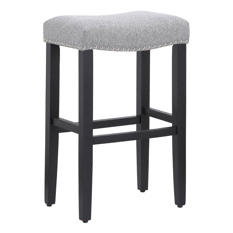 Tabouret de bar et de comptoir rembourré Jameson, Tabouret de comptoir (siège d’une hauteur de 24, Gris / Noir