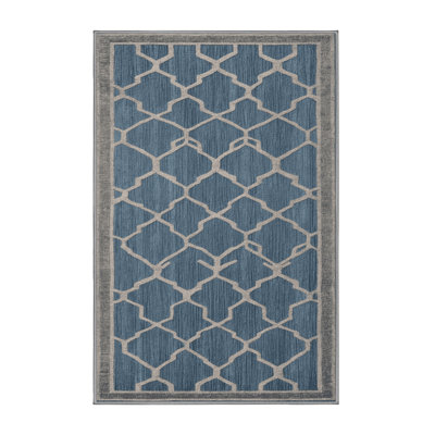 Machine Washable Trellis Gray Area Rug