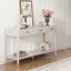 Élégante console avec placage de pin et pieds géométriques, idéale pour le salon, le bureau et la salle à manger-1840063369