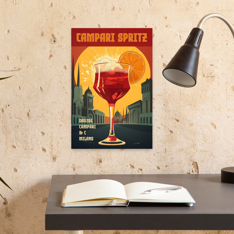 Art mural rétro Campari, H 18 po x l 12 po