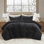 Ensemble d'édredon ultra-doux en fausse fourrure noire 3 pièces Duke