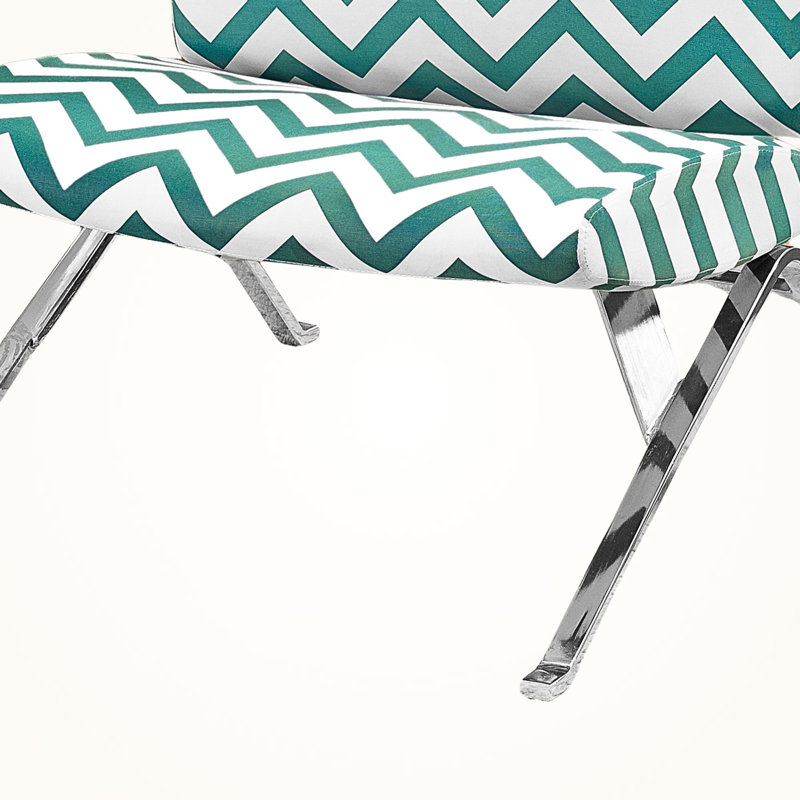 Chaise d'appoint au fini vert et blanc avec pieds en métal chromé, H 29,74 po x l 30,36 po x P 30,25 po