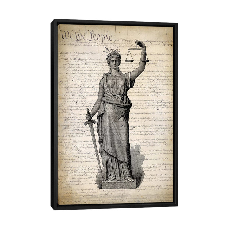 « u.s. constitution », impression sur toile, H 26 po x l 18 po x P 1,5 po, Toile avec cadre noir, Pas de tapis