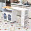 Rolling Kitchen Island with Extended Table, Kitchen Island with LED Light, Power Outlets and Storage-341179005