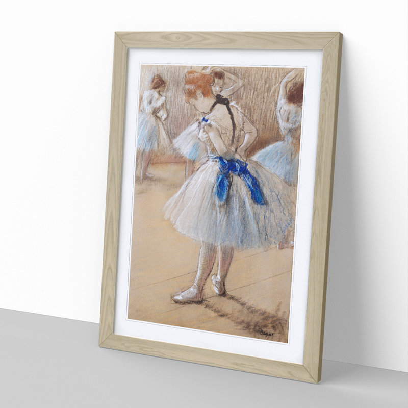Ballet Ballerina Dancer by Edgar Degas - Picture Frame Painting on MDF, Oak Framed, 65cm H x 48cm W x 2cm D