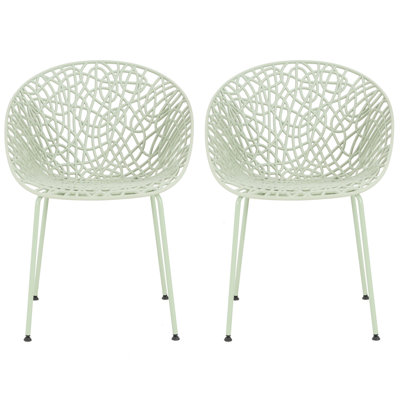 Chaises de salle à manger d'extérieur (de 2) -, mélange de plastique, structure résistante aux intempéries, 22,97 po de profondeur, 21,72 po de largeur, 9,7 lb, assemblage requis, fer et fabrication, cadres, lignes épurées, 31,3 po
