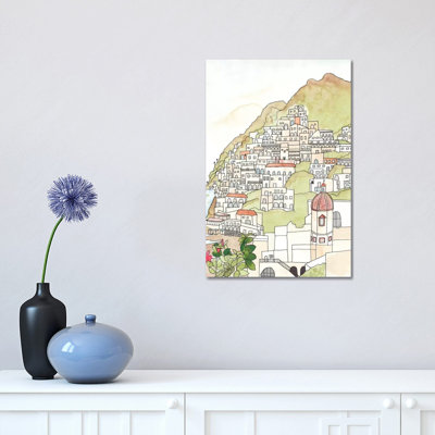 Sketched Mediterranean Cityscape by Jen Bucheli - Wrapped Canvas Print
