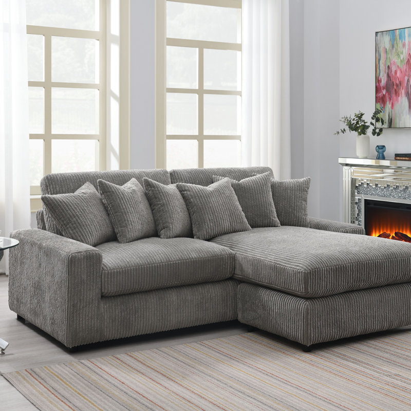 Canapé modulaire réversible en velours côtelé avec 6 coussins