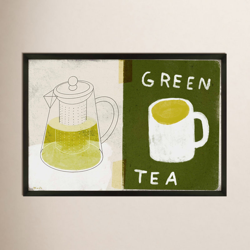 Green Tea Print by Marco Marella For Studio M, Black Canvas Framed, 35" H x 50" W