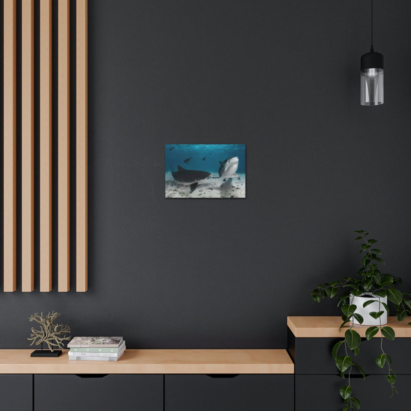 Tiger Shark Couple Tiger Shark Couple Print Animal Wall Art, 12" H x 18" W