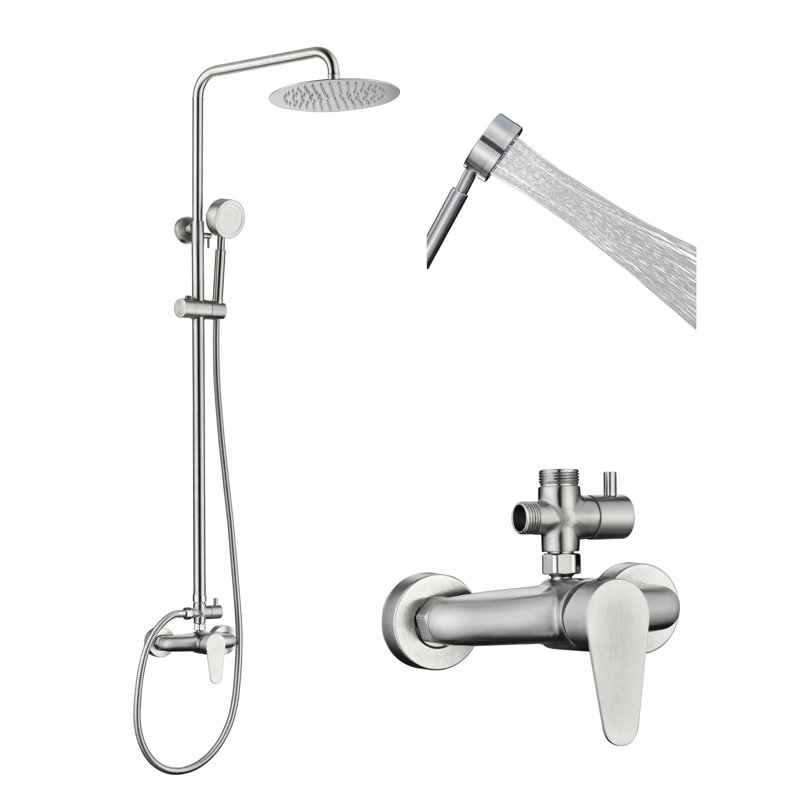 Ensemble complet de douche d'extérieur - Douchette à main haute pression SS304, Matte Black