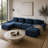 153" Modern U-Shaped Modular Sectional Sofa For Living Room, Corduroy Fabric,4-Seater Couch With Deep Seat And 2-Movable Ottoman,Pearl-Like Piping, Tufted Design, No Assembly, Anti-Slip Design​-1047368480-1047368476