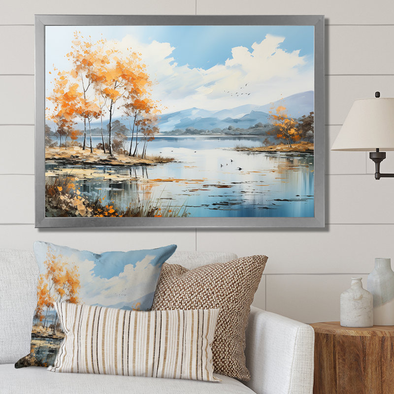 «Lakes Serenity Charm», reproduction d'art sur toile, H 34 po x l 44 po x P 1,5 po, Cadre simple argenté