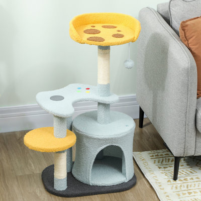 Arbre à chat, tour pour chat 31,5 "avec perchoir en peluche, bleu