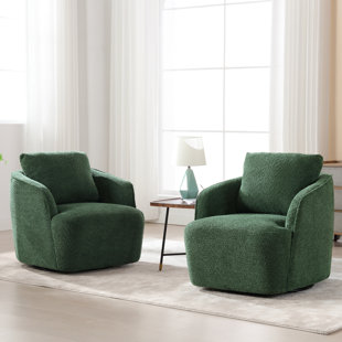 Upholstered Swivel Barrel Chair (Set of 2)