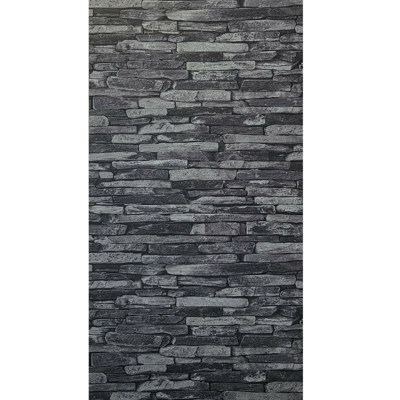 Papier peint gris anthracite noir moderne Rolls Faux Stone 3D