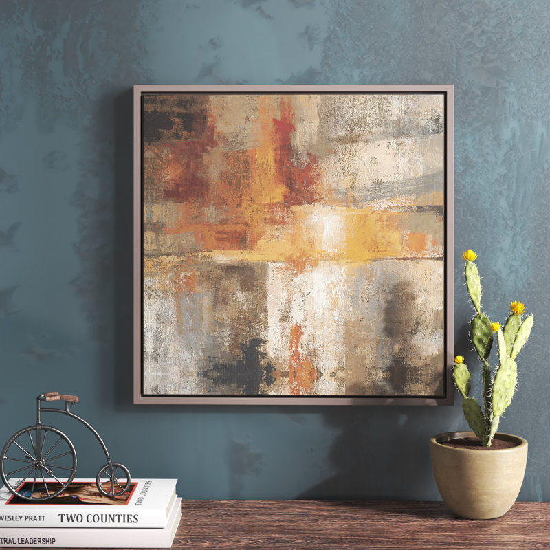 «Silver and Amber Crop» par Silvia Vassileva, reproduction d'art sur toile, H 16 po x l 16 po x P 1,87 po, Cadre noir