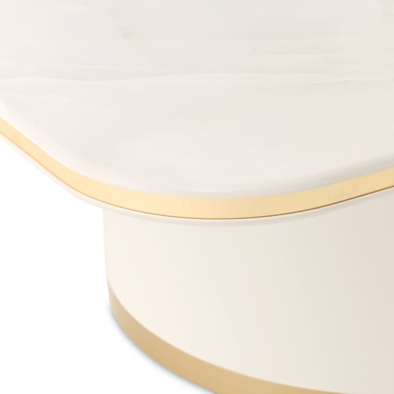 Gineverra Rectangular Cocktail Table - Ivory/Gold