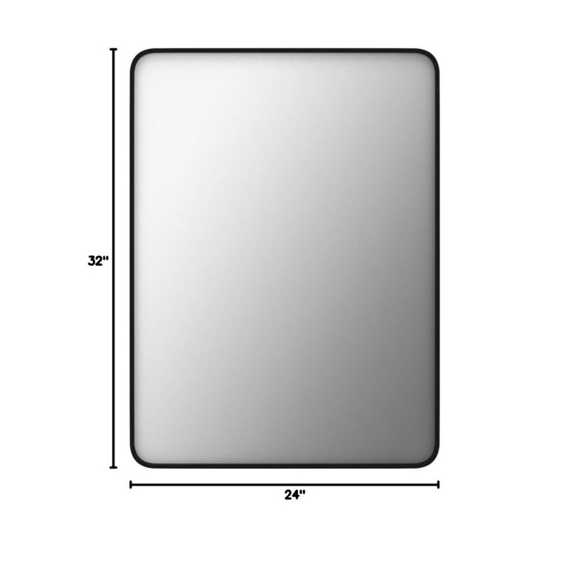 Black Aluminium Frame Bathroom Mirror, 31.93" x 23.93"