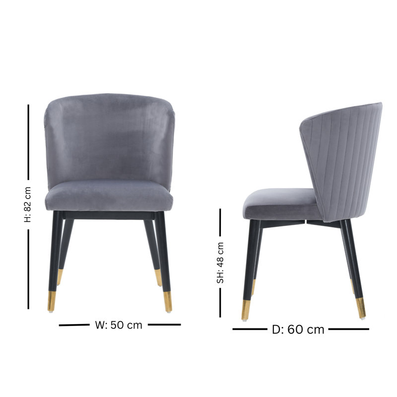 Single Sofina Modern Velvet Dining Chair, Tufted Back, Wooden Frame, Grey